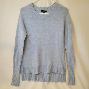 J Crew Women's Sweater XS Light Blue Crew Neck Hi Lo Side Slits